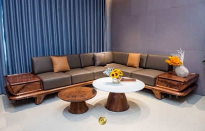 Báo giá sofa gỗ óc chó chữ L mới nhất